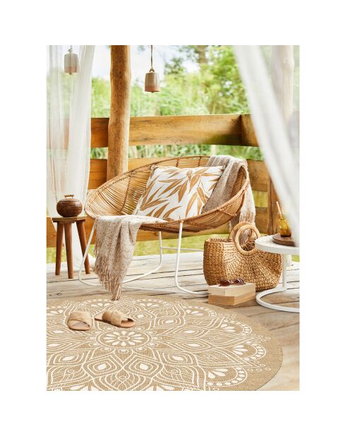 Tappeto per esterni/interni Mandala Shanti beige - D.150 cm