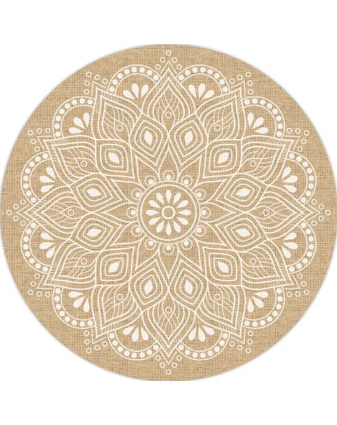 Tappeto per esterni/interni Mandala Shanti beige - D.200 cm