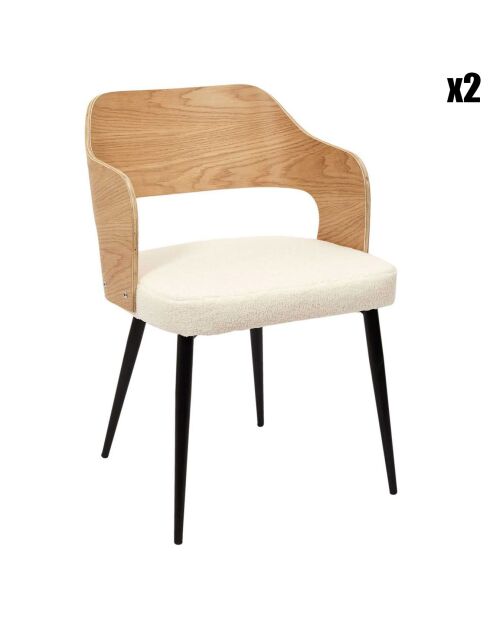 2 Fauteuils bouclette Loki marron/blanc/noir - 76x55x51.5 cm
