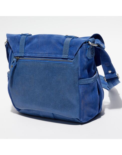 Sac besace en Cuir Olou Spark bleu - 35x16x23 cm