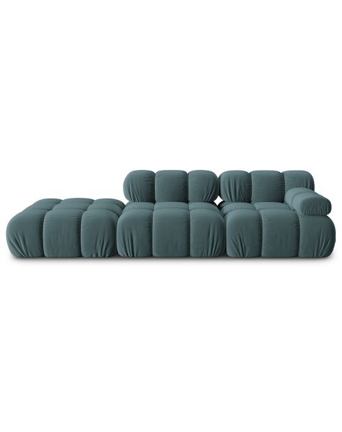 Canapé Modulable Gauche en Velours Bellis 4 Places pétrole - 282x94x63 cm