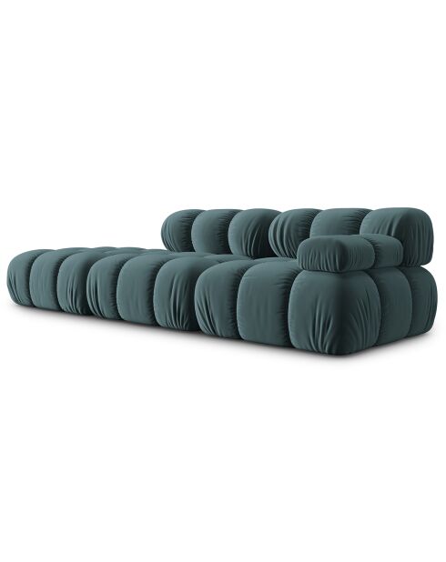 Canapé Modulable Gauche en Velours Bellis 4 Places pétrole - 282x94x63 cm