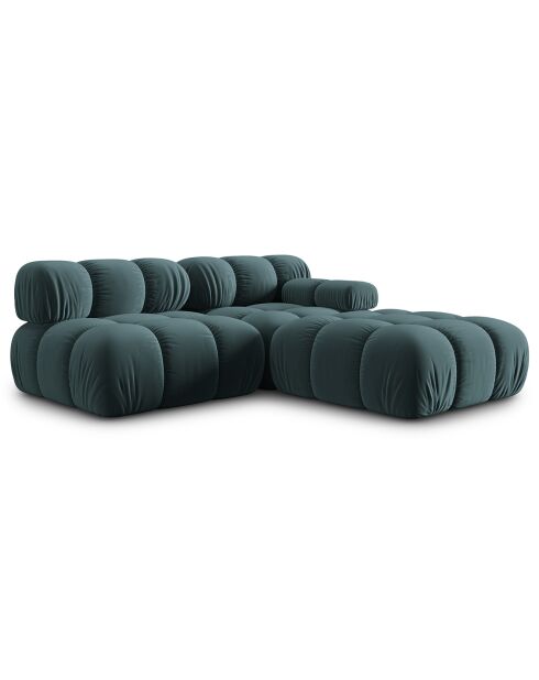 Canapé Modulable Gauche en Velours Bellis 4 Places pétrole - 282x94x63 cm