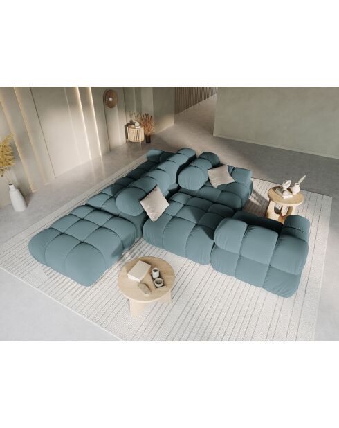 Canapé Modulable Gauche en Velours Bellis 4 Places pétrole - 282x94x63 cm