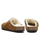 Sabots fourrées Laine en Velours de Cuir Boston cognac