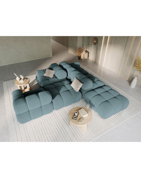 Canapé Modulable Droit en Velours Bellis 4 Places pétrole - 282x94x63 cm