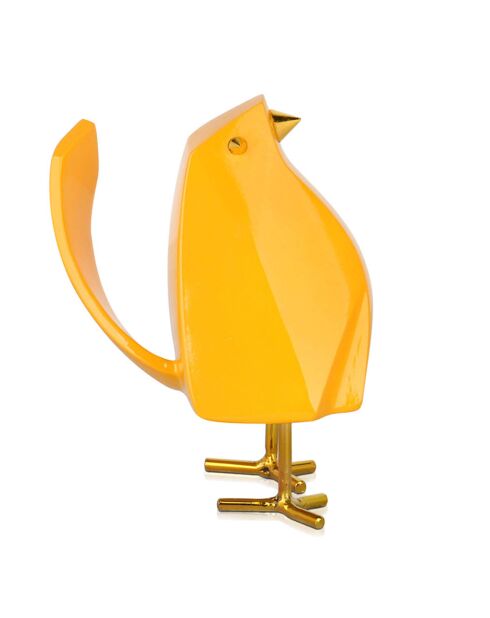 Sculpture en résine Oiseau jaune  - 14x8x11 cm