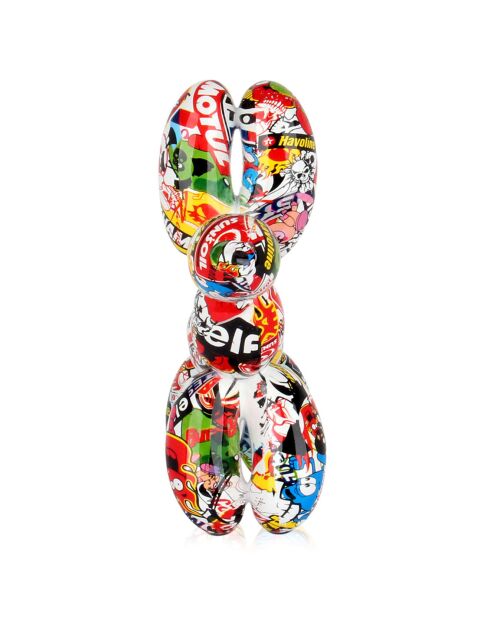 Sculpture en résine Chien ballon multicolore - 27x26x9.5 cm