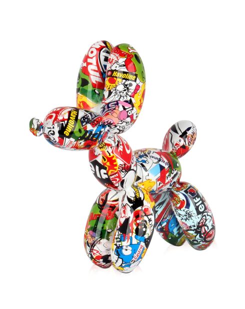 Sculpture en résine Chien ballon multicolore - 27x26x9.5 cm