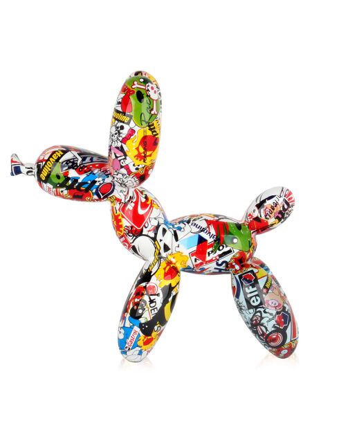Sculpture en résine Chien ballon multicolore - 27x26x9.5 cm