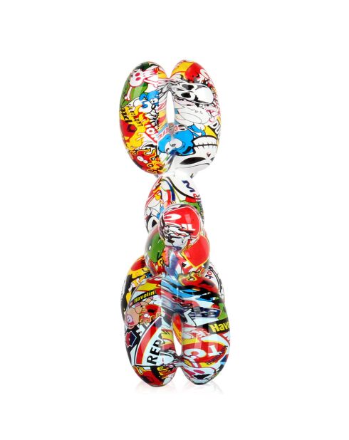 Sculpture en résine Chien ballon multicolore - 27x26x9.5 cm