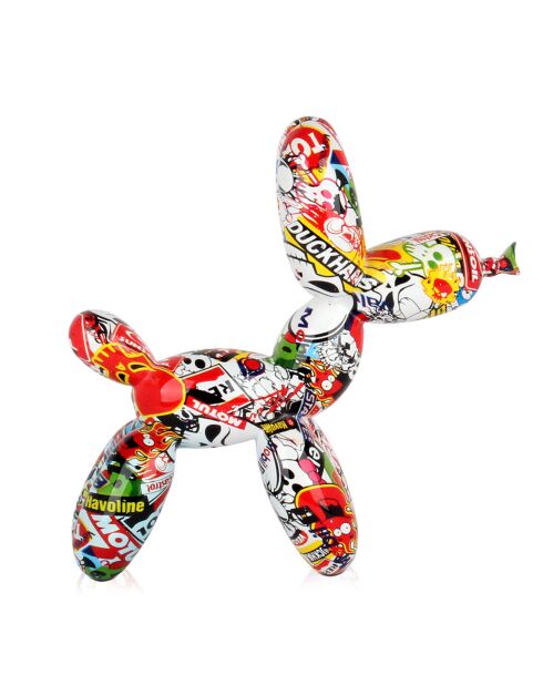 Sculpture en résine Chien ballon multicolore - 27x26x9.5 cm