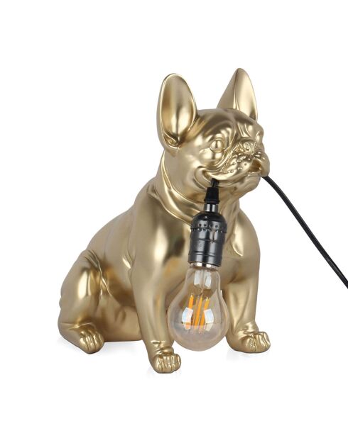 Lampe Bouledogue français assis dorée - 30x28x17 cm
