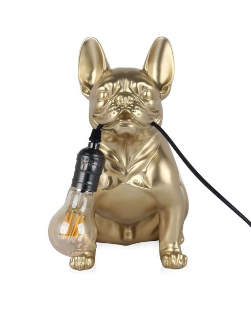 Lampe Bouledogue français assis dorée - 30x28x17 cm
