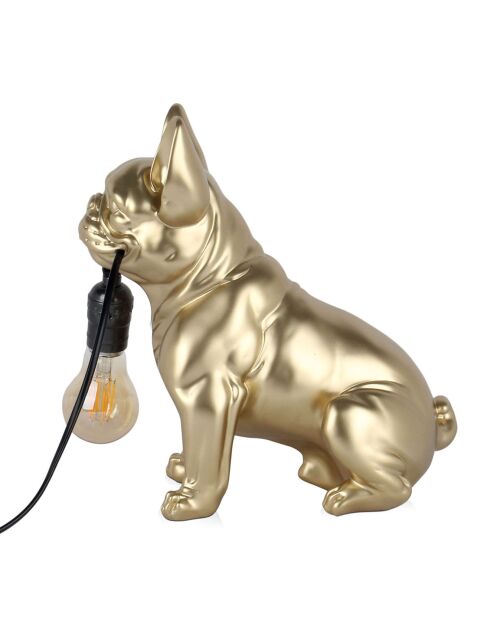 Lampe Bouledogue français assis dorée - 30x28x17 cm