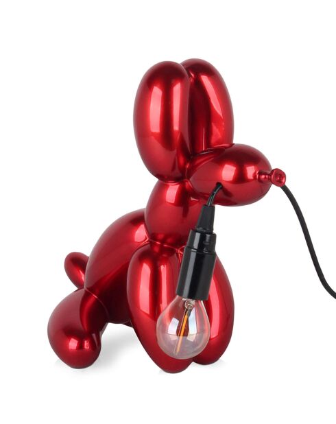 Lampe Chien ballon assis rouge - 29x27x18 cm