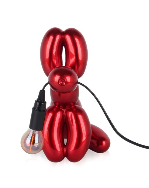 Lampe Chien ballon assis rouge - 29x27x18 cm