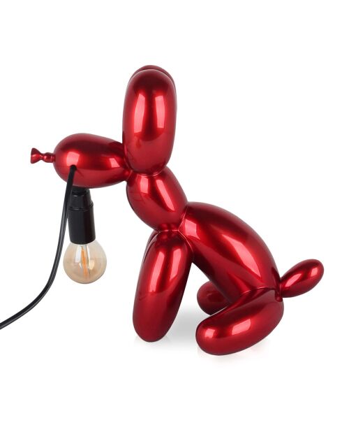 Lampe Chien ballon assis rouge - 29x27x18 cm