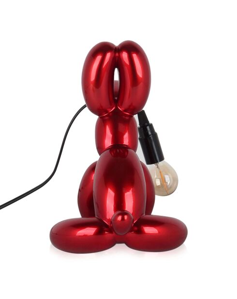 Lampe Chien ballon assis rouge - 29x27x18 cm