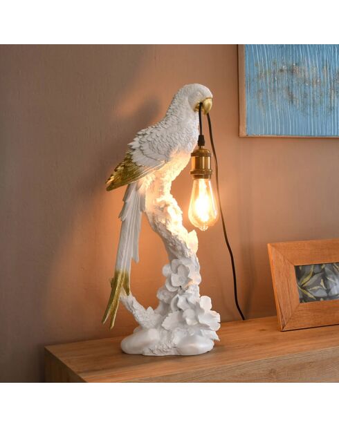 Lampe Perroquet blanche - 60x27x20 cm