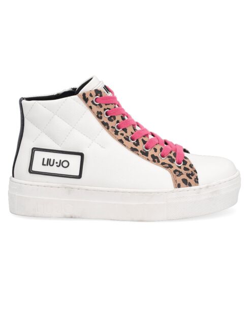 Sneakers en Cuir Alia blanc/rose/léopard