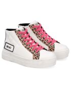 Sneakers en Cuir Alia blanc/rose/léopard