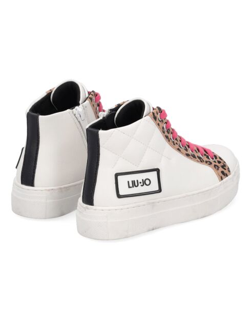 Sneakers en Cuir Alia blanc/rose/léopard