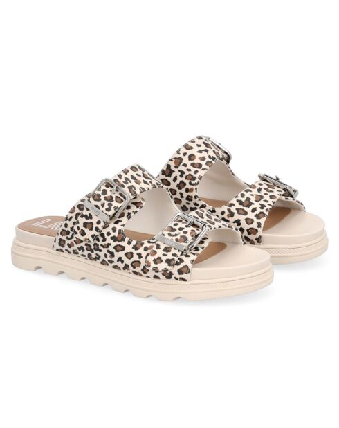Mules en Cuir Desy léopard
