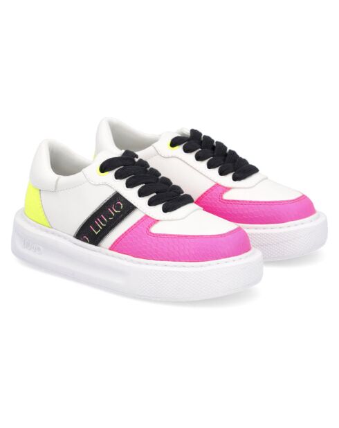 Sneakers en Cuir Kylie blanc/rose/jaune fluo