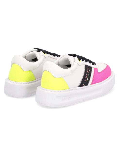 Sneakers en Cuir Kylie blanc/rose/jaune fluo