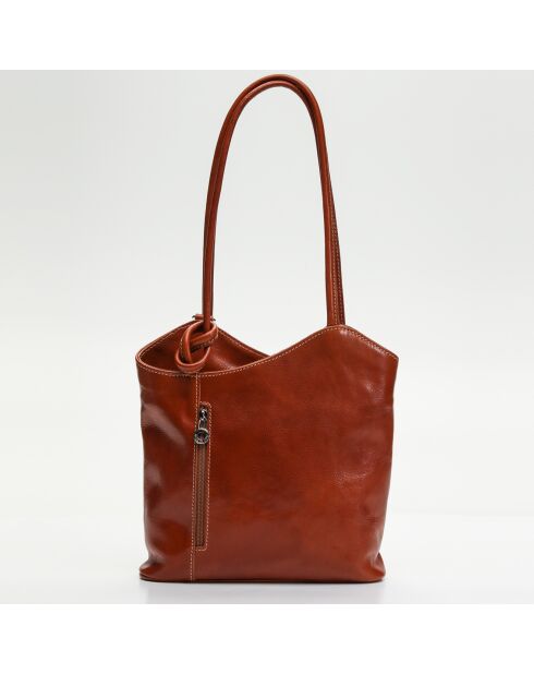 Sac porté épaule en Cuir Lola camel - 32x25x6 cm