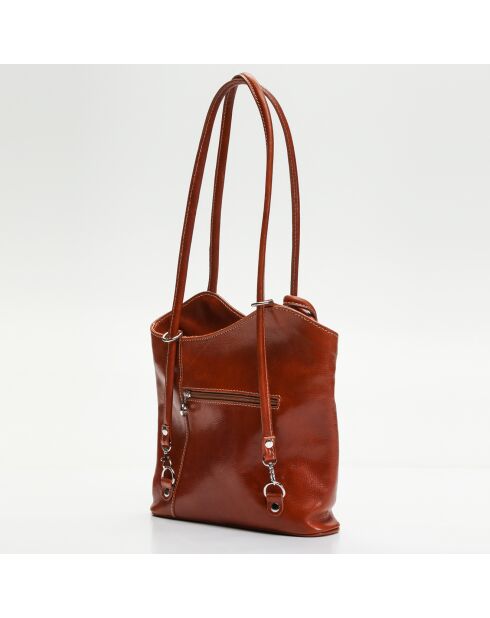 Sac porté épaule en Cuir Lola camel - 32x25x6 cm