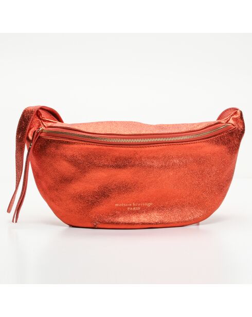 Sac banane en Cuir Rachel orange - 34x17 cm