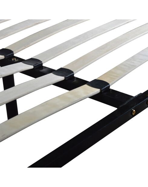 Cadre à lattes en métal Somkit noir/bois - 140x200 cm