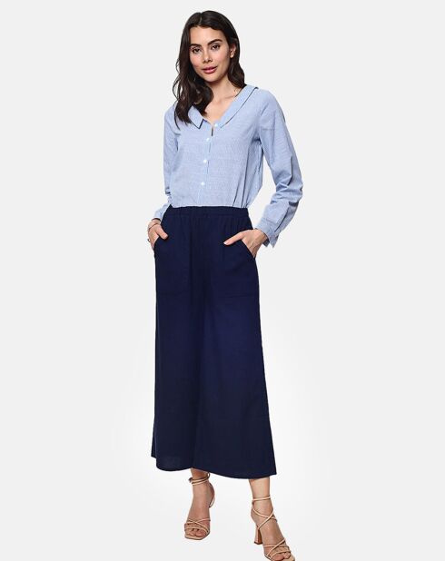 Pantalon 100% Lin Jenny marine