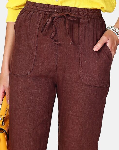 Pantalon 100% Lin Hannah marron