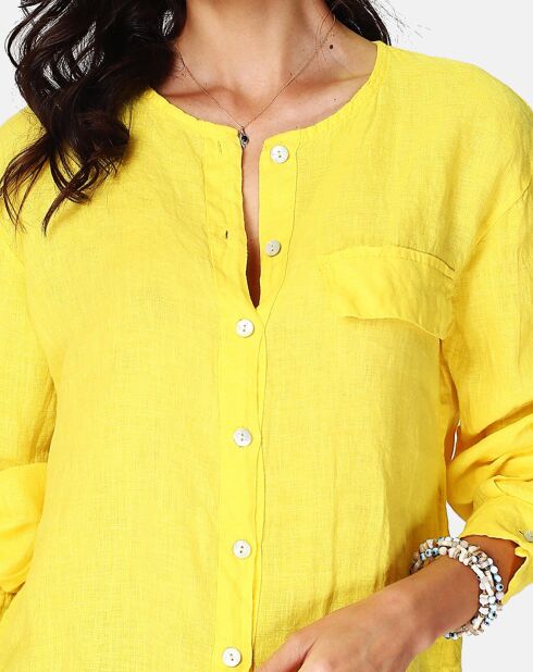 Chemise 100% Lin Lena jaune