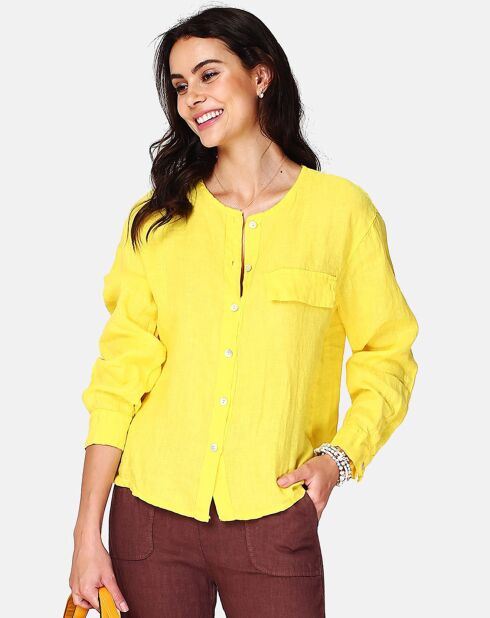 Chemise 100% Lin Lena jaune