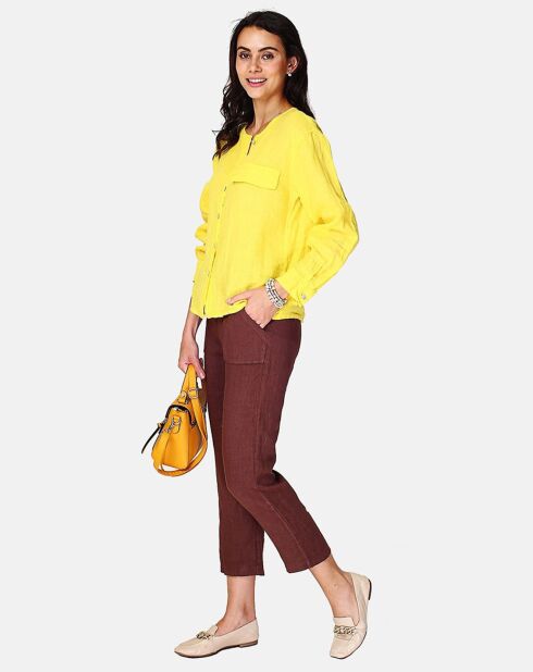 Chemise 100% Lin Lena jaune
