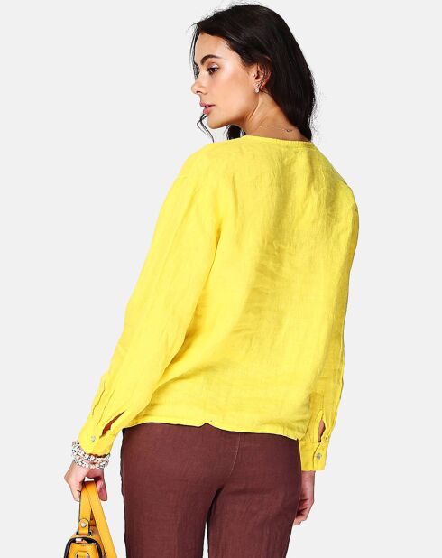 Chemise 100% Lin Lena jaune
