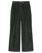 Pantalon large en Velours côtelé à revers vert foncé