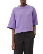 T-Shirt gaufré manches 3/4 Boxy violet clair