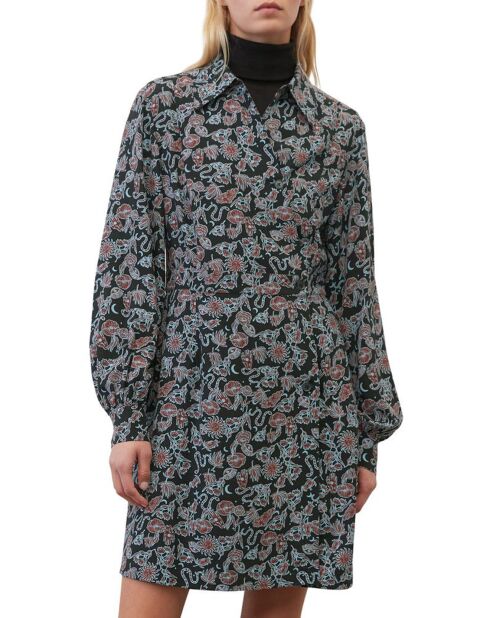 Robe midi imprimée noir/multicolore