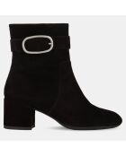 Bottines en Velours de Cuir Eleana noires