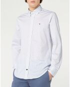 Slim-shirt van jersey met wit/blauwe print
