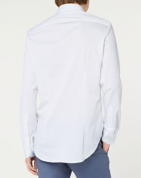 Slim-shirt van jersey met wit/blauwe print