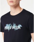 Marineblaues T-Shirt mit Palmenmuster