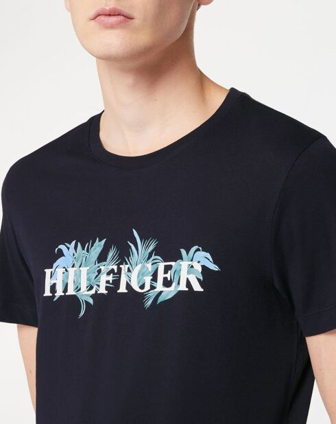 Marineblaues T-Shirt mit Palmenmuster