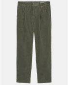 Pantalon en Velours côtelé 100% Coton Bio Belsbo Pleats gris vert