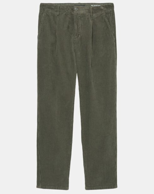 Pantalon en Velours côtelé 100% Coton Bio Belsbo Pleats gris vert